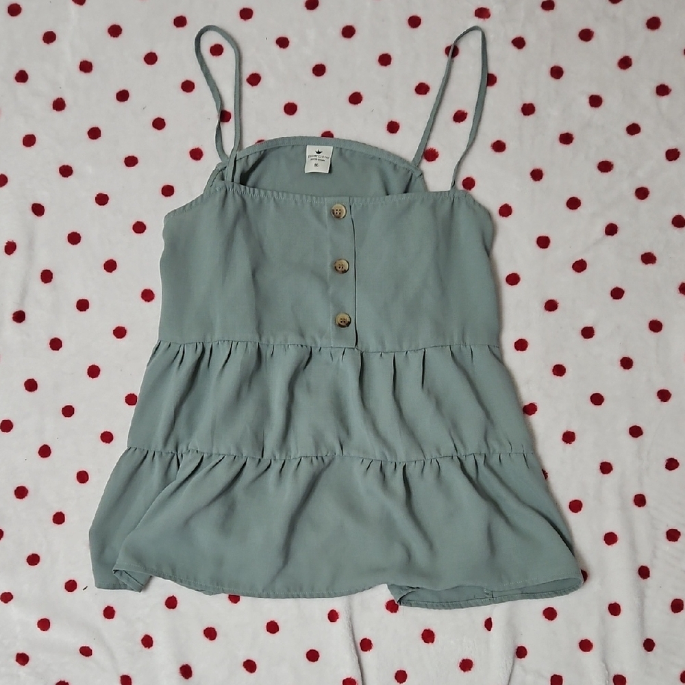 Paper Crane Green Sleeveless Camisole with Tiered Design